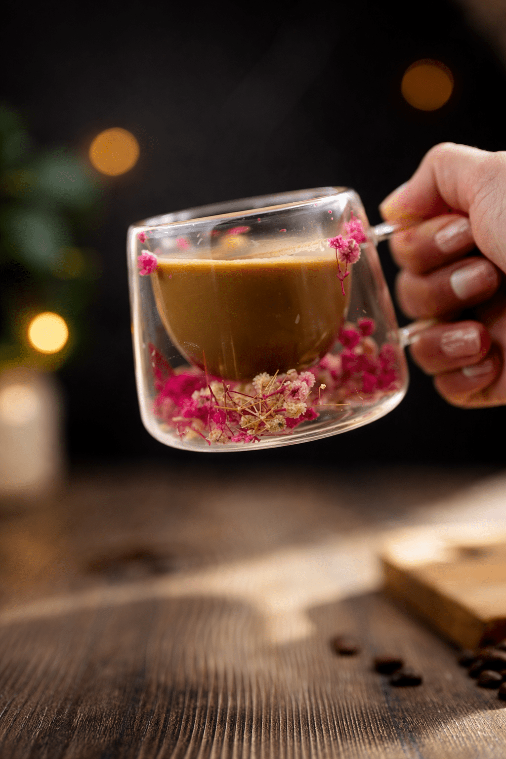 Double Glass Handcrafted Flower Glass Cup Mugs with Dried Flowers - Unique Floral Tea & Coffee Mug - MY Sunshine Candless