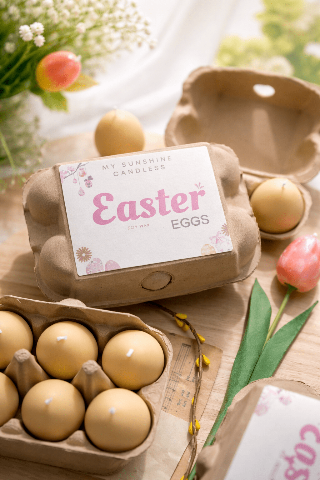 Easter Egg Candle Box – Handmade Soy Wax Egg Candles, Easter Decor Gift Set, Spring Candle Gift - MY Sunshine Candless