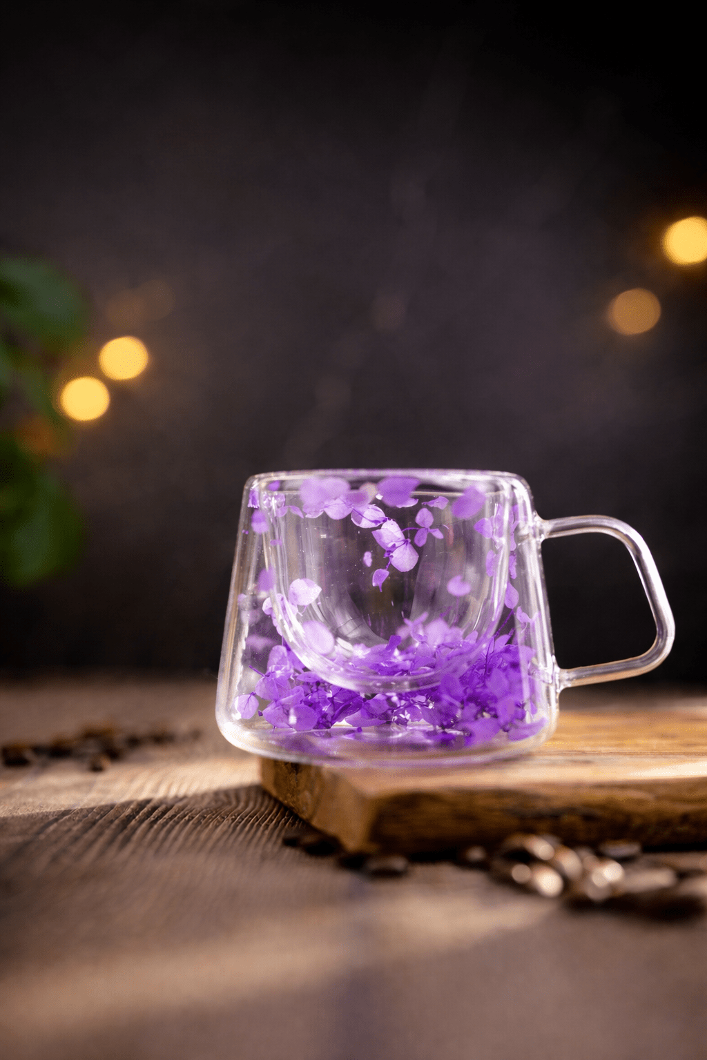 Double Glass Handcrafted Flower Glass Cup Mugs with Dried Flowers - Unique Floral Tea & Coffee Mug - MY Sunshine Candless