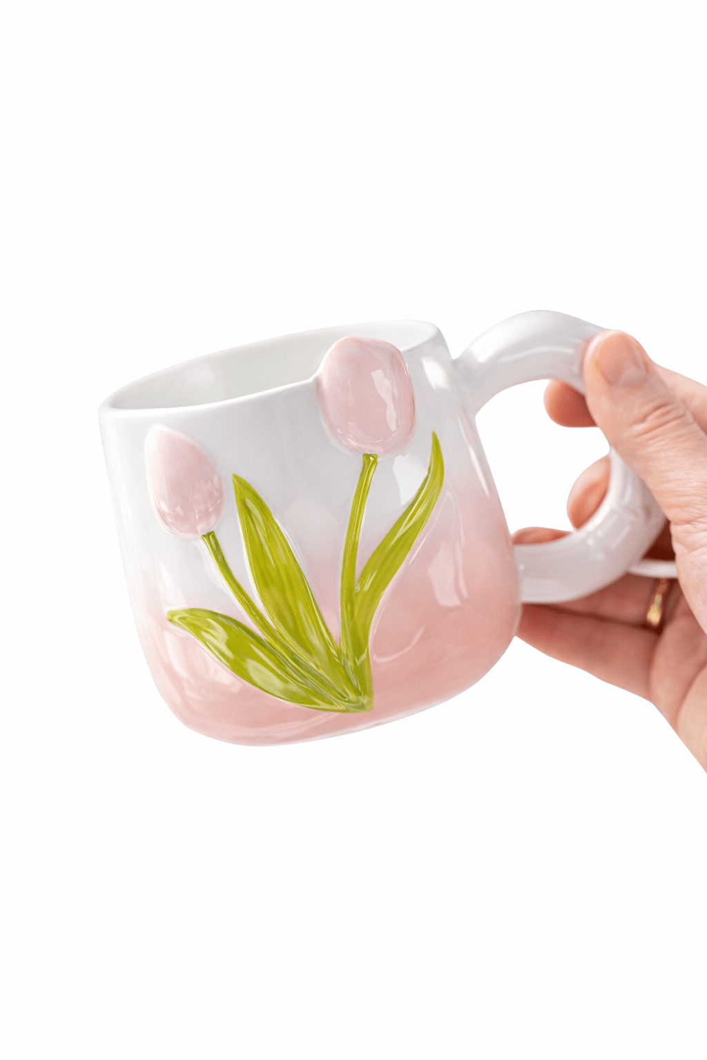 Hand-Painted 3D Tulip Ceramic Coffee Mug (400ml) – Colorful Floral Tea Cup - MY Sunshine Candless
