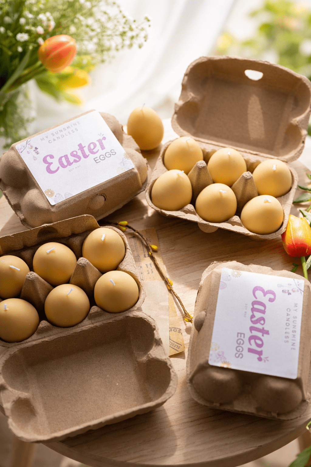 Easter Egg Candle Box – Handmade Soy Wax Egg Candles, Easter Decor Gift Set, Spring Candle Gift - MY Sunshine Candless