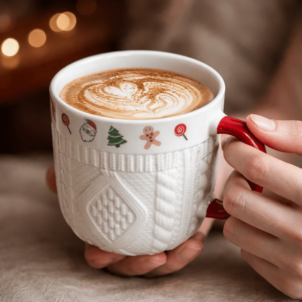 Christmas Ceramic Mug Set – Cozy Sweater Style Coffee Mugs, Holiday Gift for Couples, Festive Winter Drinkware, Coffee & Tea Mug