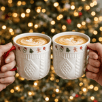Christmas Ceramic Mug Set – Cozy Sweater Style Coffee Mugs, Holiday Gift for Couples, Festive Winter Drinkware, Coffee & Tea Mug