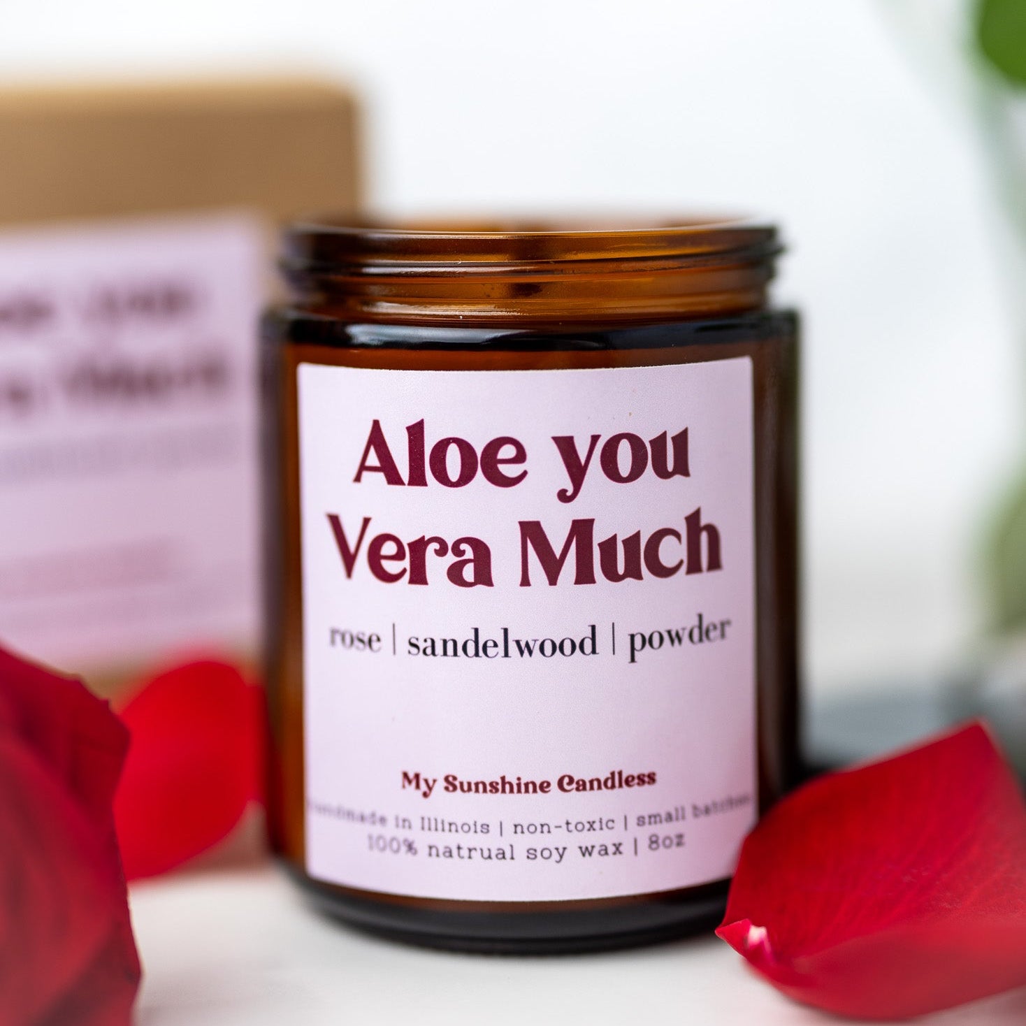 Aloe You Vera Much Candle – 8 oz Amber Jar | Funny Aloe Scented Soy Candle | Cute Gift Idea - MY Sunshine Candless