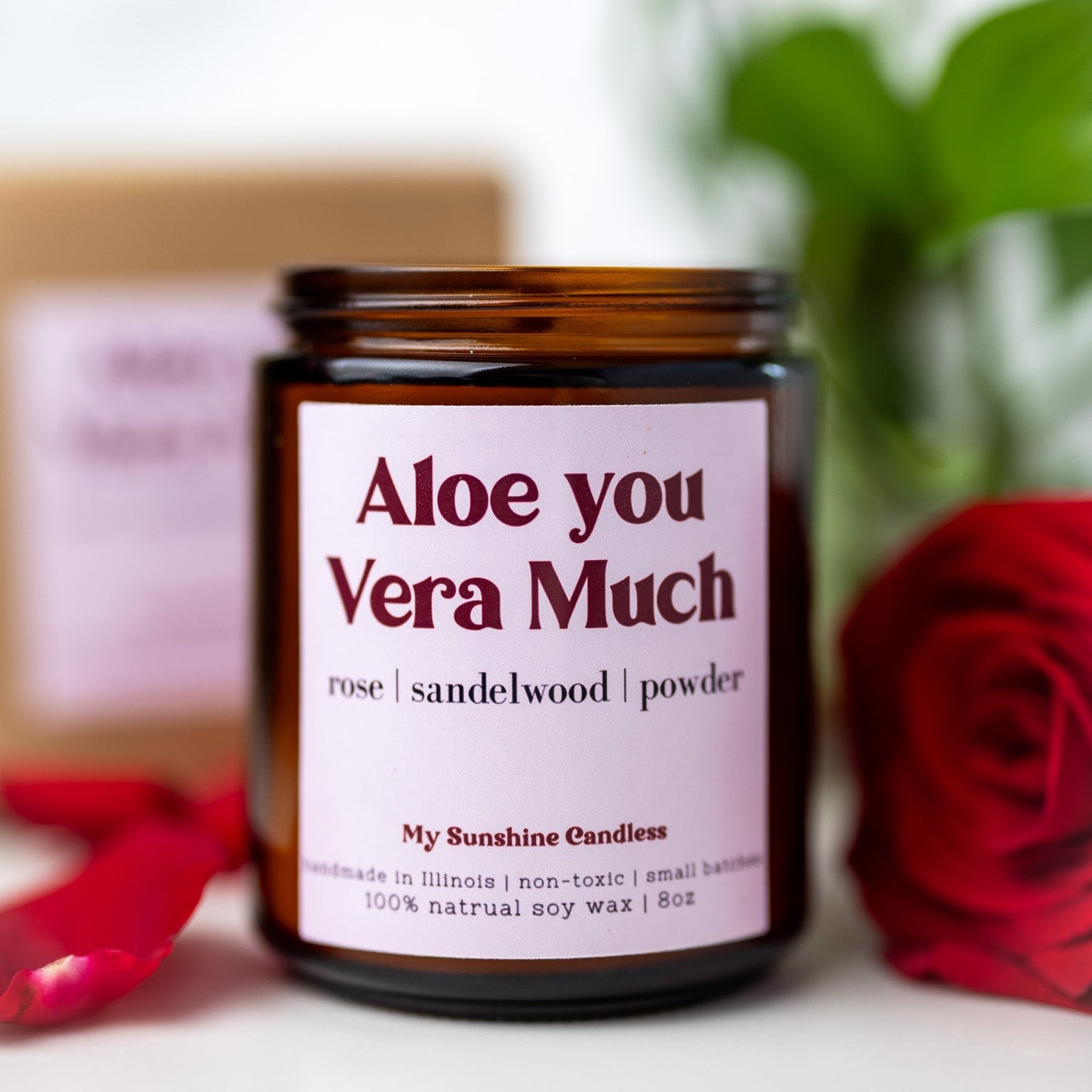 Aloe You Vera Much Candle – 8 oz Amber Jar | Funny Aloe Scented Soy Candle | Cute Gift Idea - MY Sunshine Candless