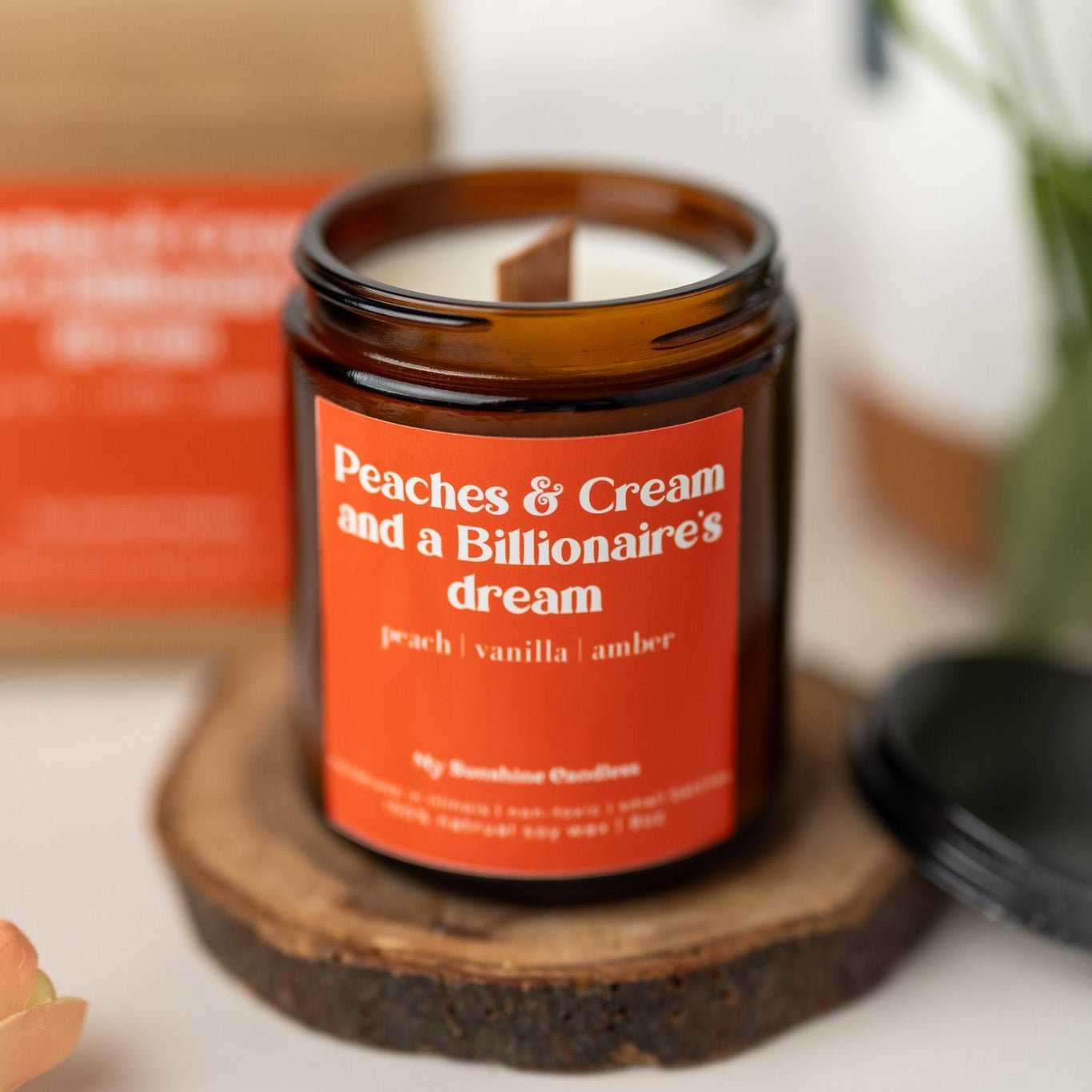 Peaches & Cream Candle – 8 oz Amber Jar Soy Candle – Sweet Fruity Dessert Scent – Cozy Home Fragrance - MY Sunshine Candless