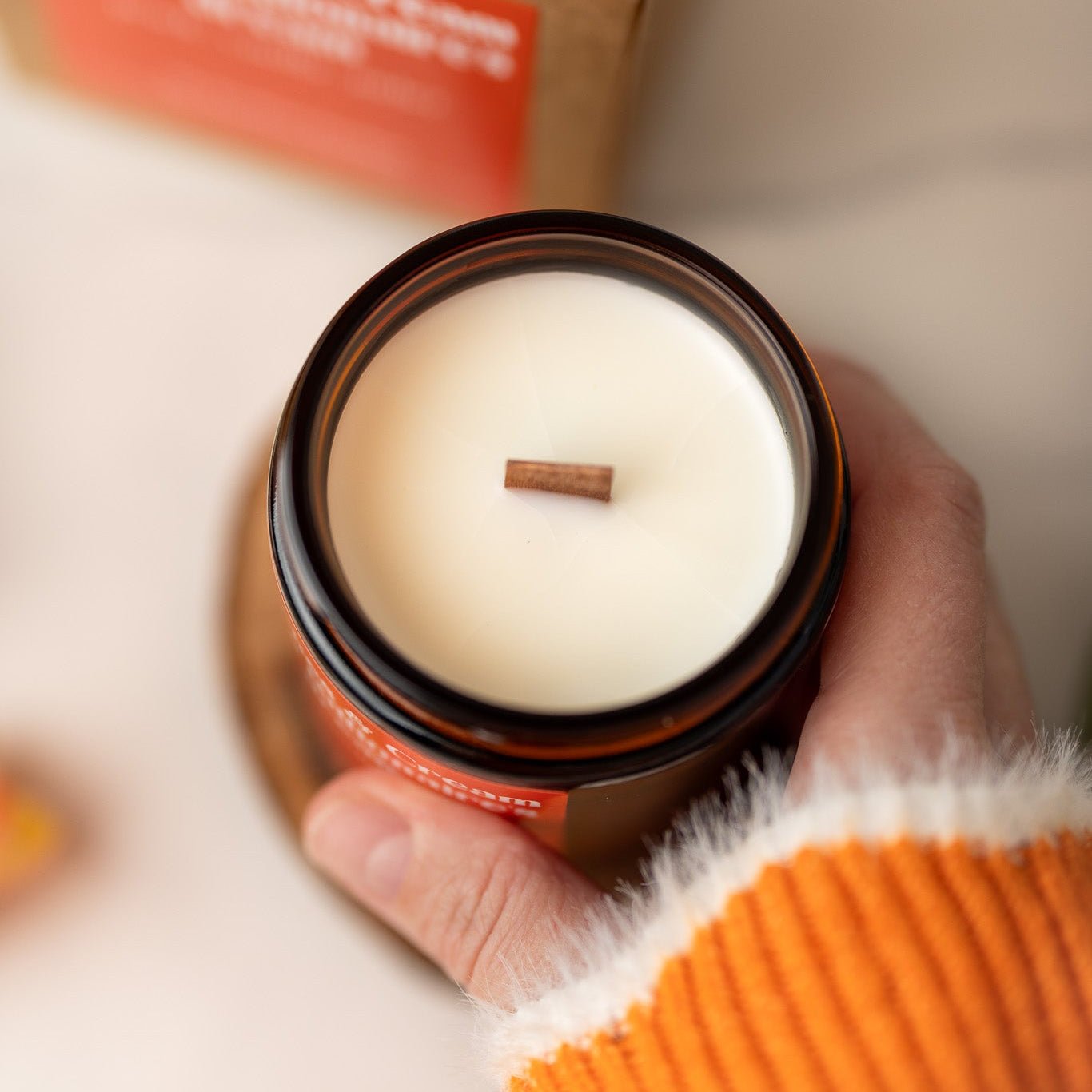 Peaches & Cream Candle – 8 oz Amber Jar Soy Candle – Sweet Fruity Dessert Scent – Cozy Home Fragrance - MY Sunshine Candless
