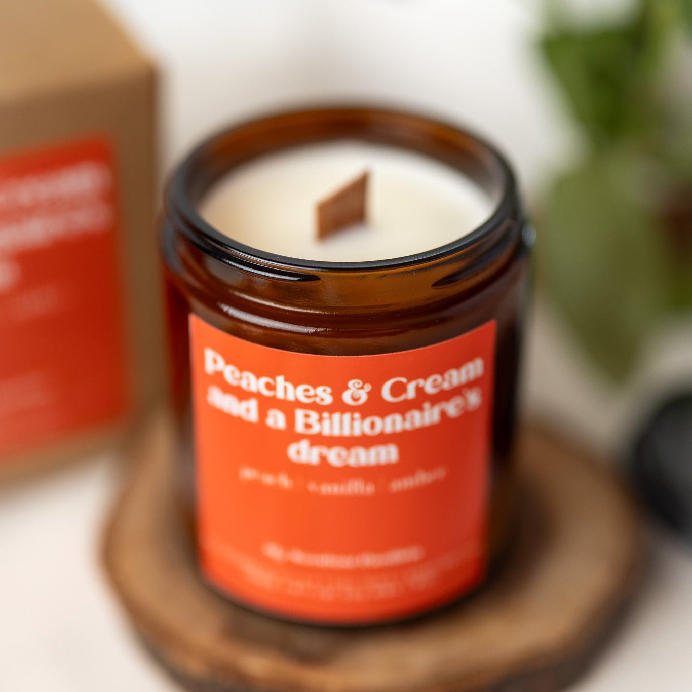Peaches & Cream Candle – 8 oz Amber Jar Soy Candle – Sweet Fruity Dessert Scent – Cozy Home Fragrance - MY Sunshine Candless