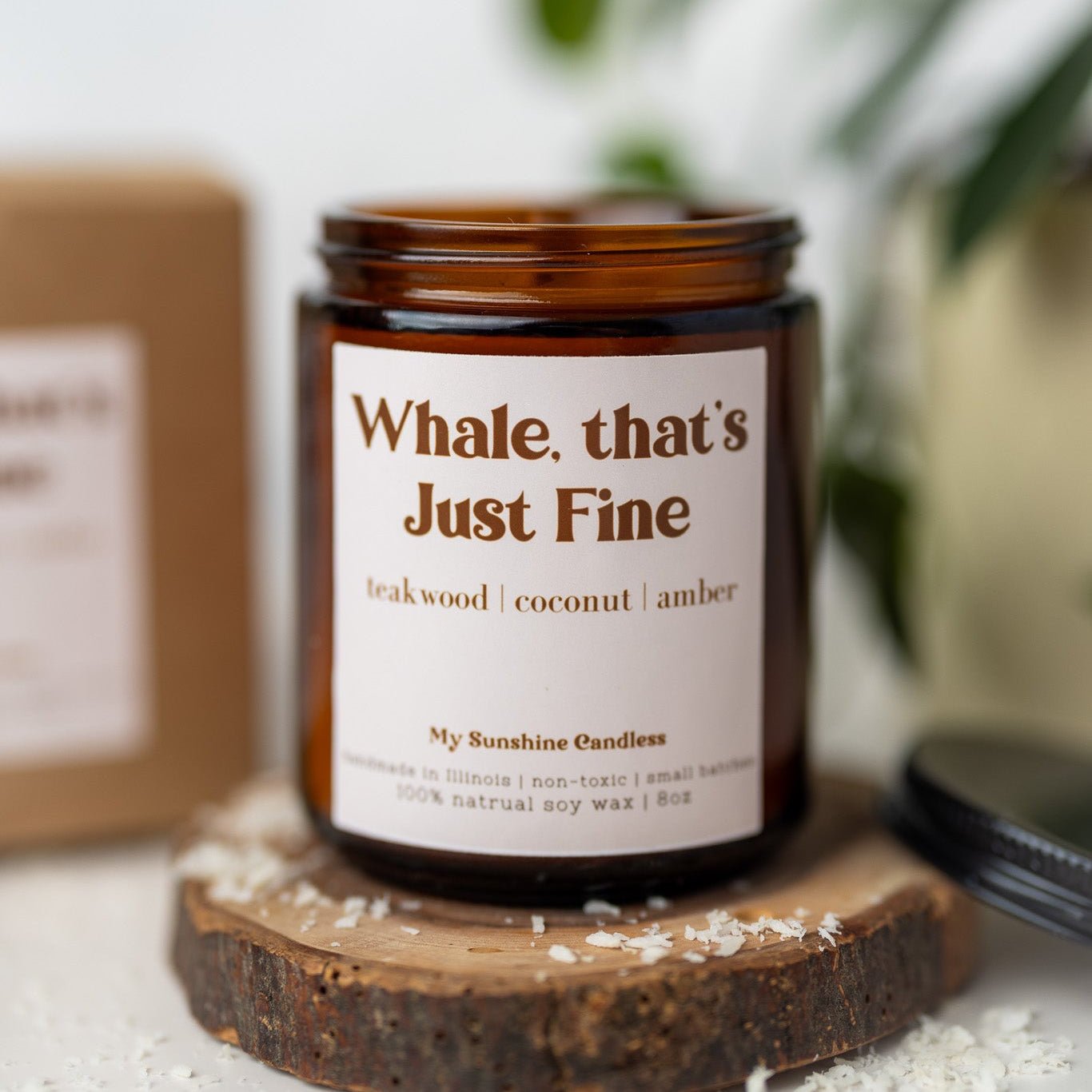 Whale That’s Just Fine Candle – 8 oz Amber Jar Soy Candle – Funny Ocean Gift – Cute Coastal Candle - MY Sunshine Candless