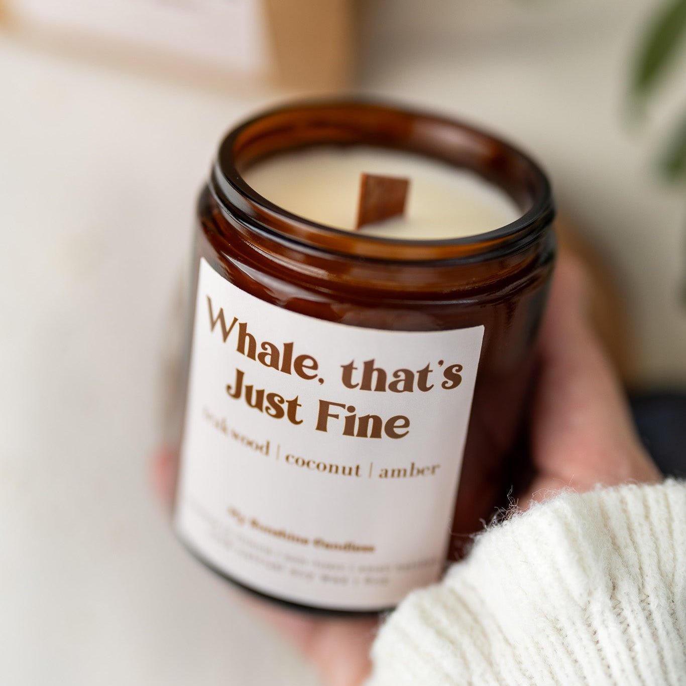 Whale That’s Just Fine Candle – 8 oz Amber Jar Soy Candle – Funny Ocean Gift – Cute Coastal Candle - MY Sunshine Candless