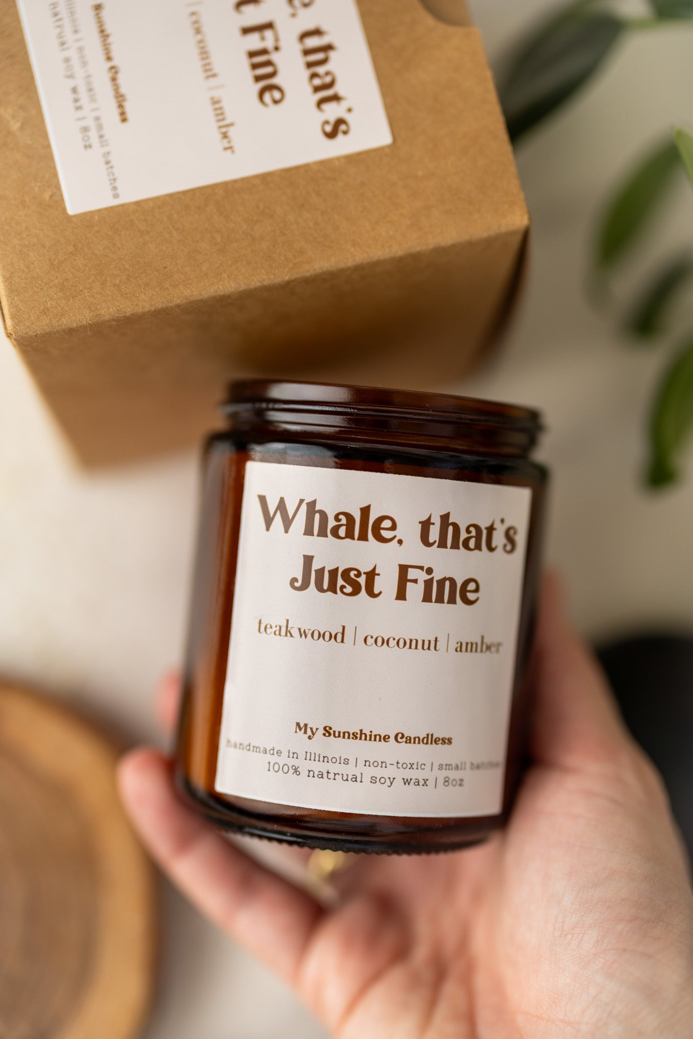 Whale That’s Just Fine Candle – 8 oz Amber Jar Soy Candle – Funny Ocean Gift – Cute Coastal Candle - MY Sunshine Candless
