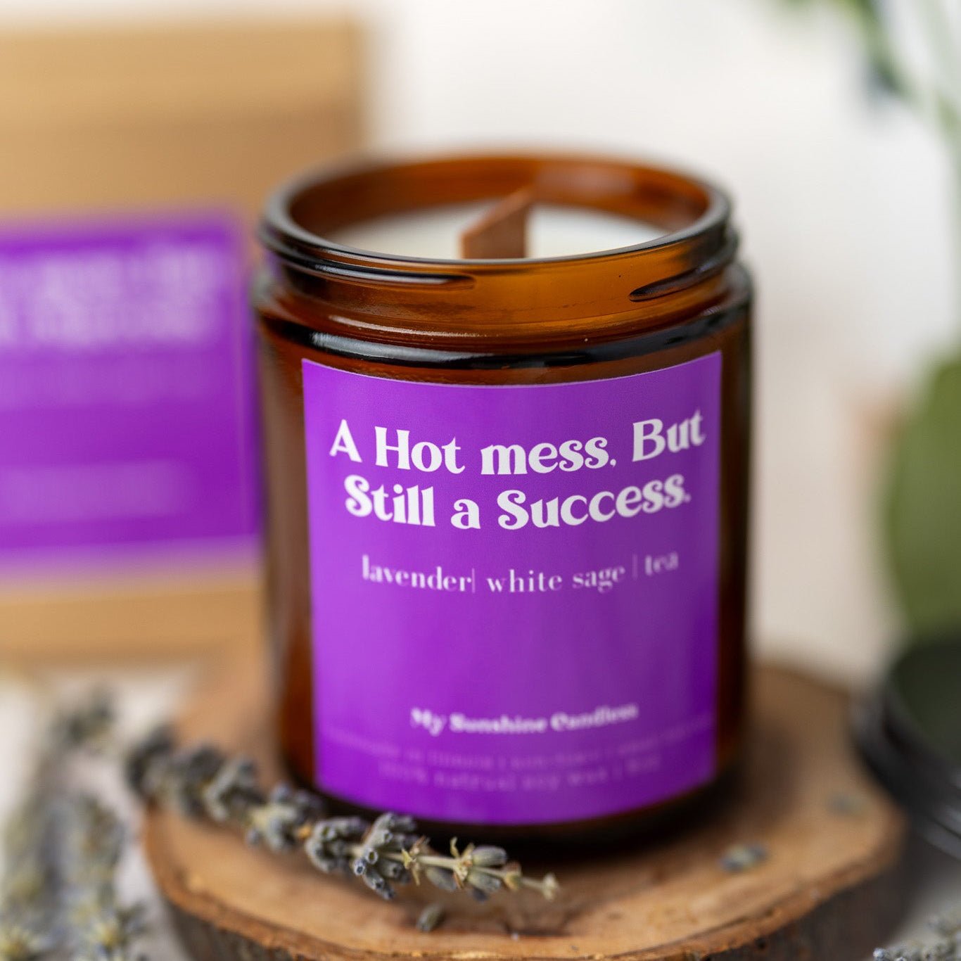 A Hot Mess but Still a Success Candle – 8 oz Amber Jar Soy Candle – Funny Motivational Gift - MY Sunshine Candless