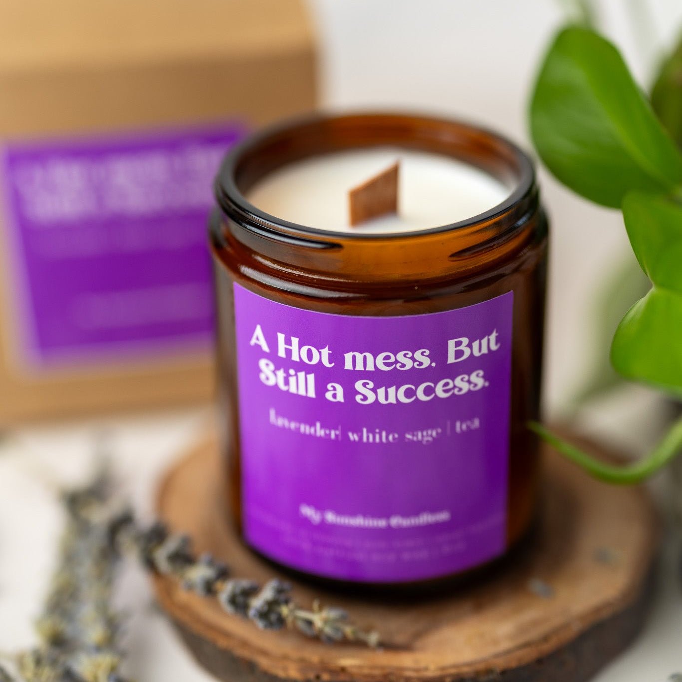A Hot Mess but Still a Success Candle – 8 oz Amber Jar Soy Candle – Funny Motivational Gift - MY Sunshine Candless