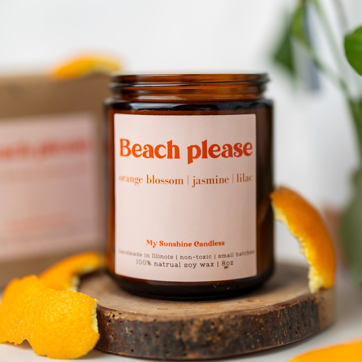 Beach Please Candle – 8 oz Amber Jar Soy Candle – Funny Beach Gift – Coastal Home Fragrance - MY Sunshine Candless
