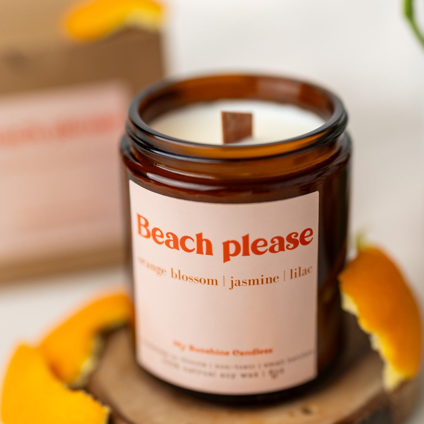 Beach Please Candle – 8 oz Amber Jar Soy Candle – Funny Beach Gift – Coastal Home Fragrance - MY Sunshine Candless