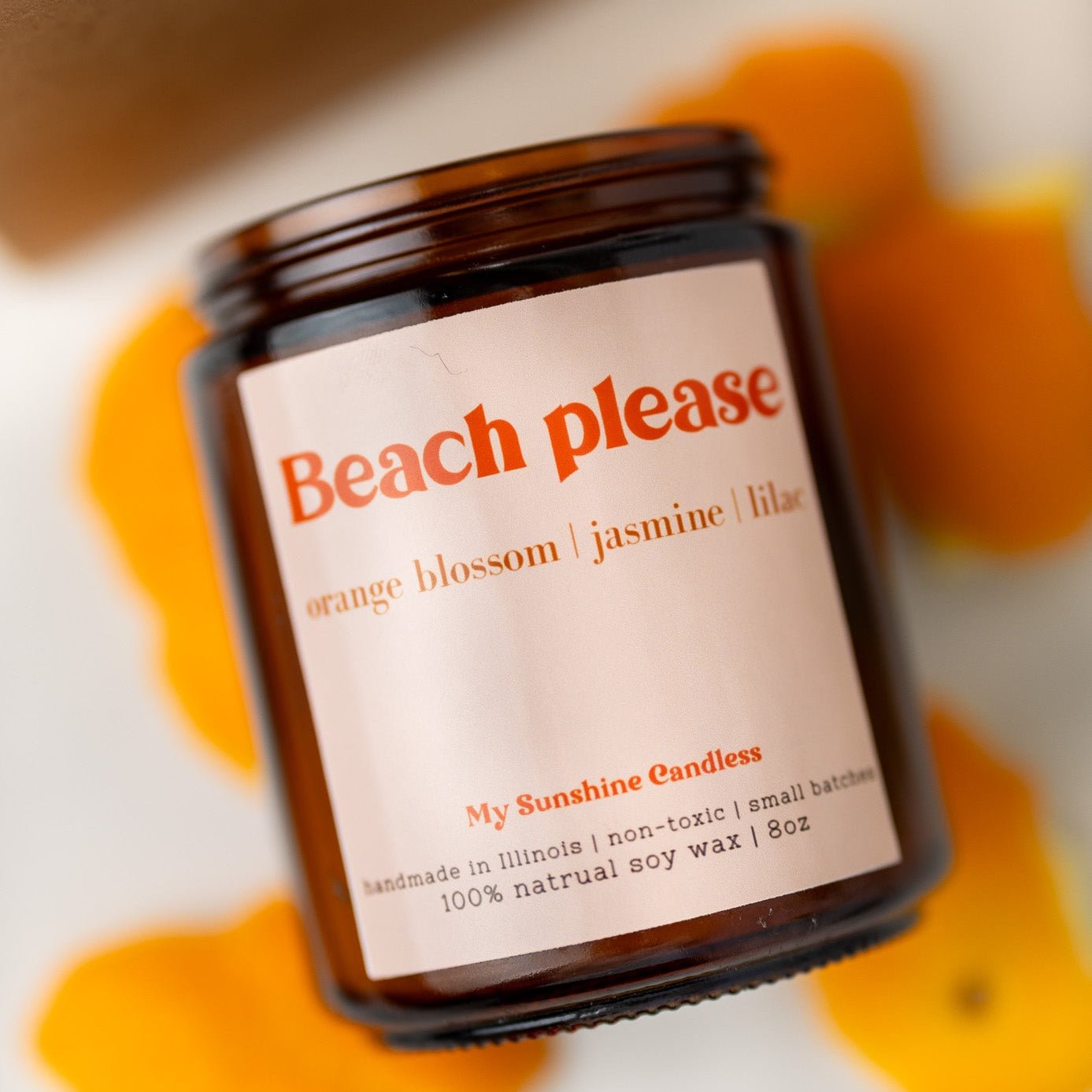 Beach Please Candle – 8 oz Amber Jar Soy Candle – Funny Beach Gift – Coastal Home Fragrance - MY Sunshine Candless