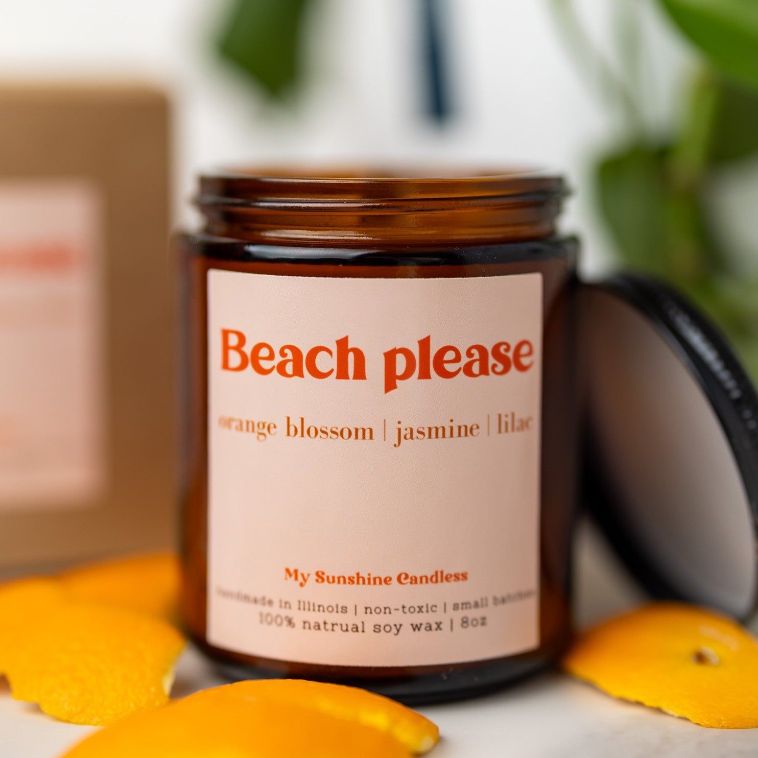 Beach Please Candle – 8 oz Amber Jar Soy Candle – Funny Beach Gift – Coastal Home Fragrance - MY Sunshine Candless