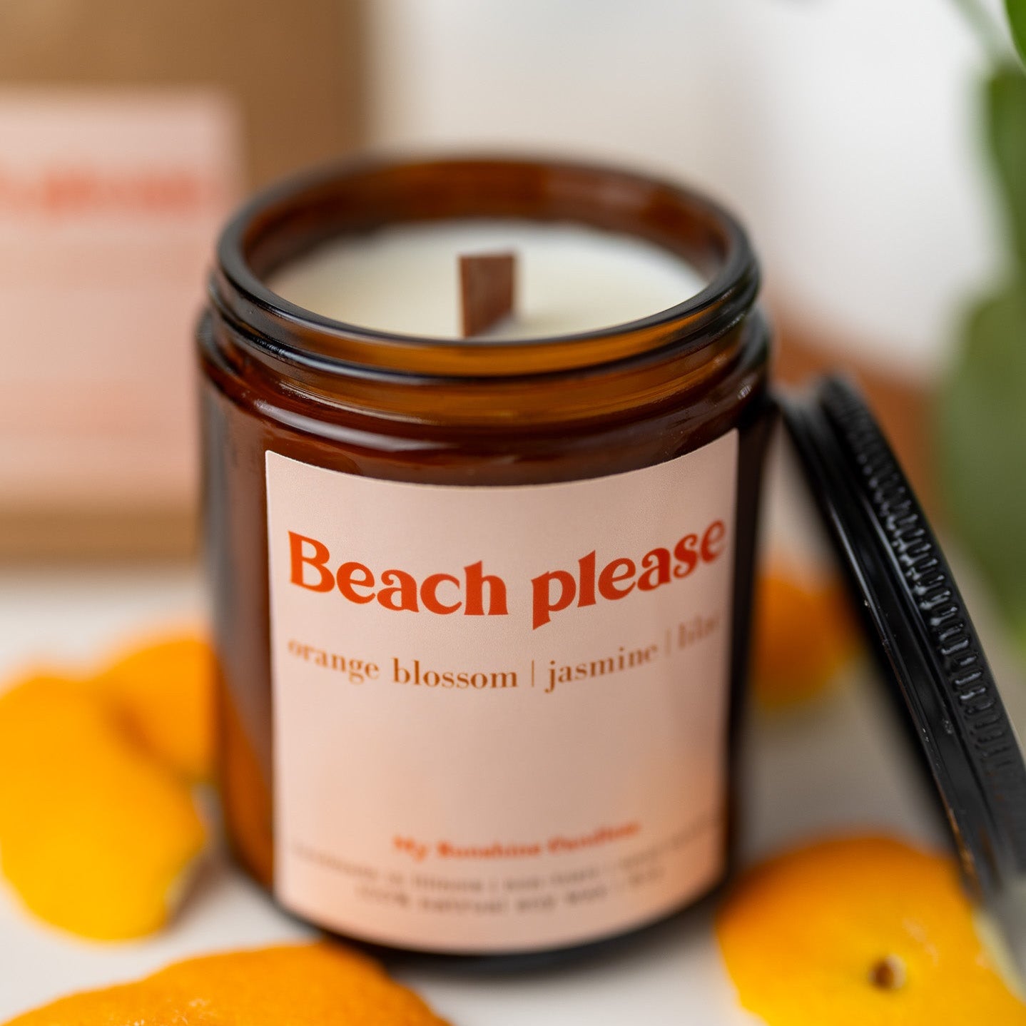Beach Please Candle – 8 oz Amber Jar Soy Candle – Funny Beach Gift – Coastal Home Fragrance - MY Sunshine Candless