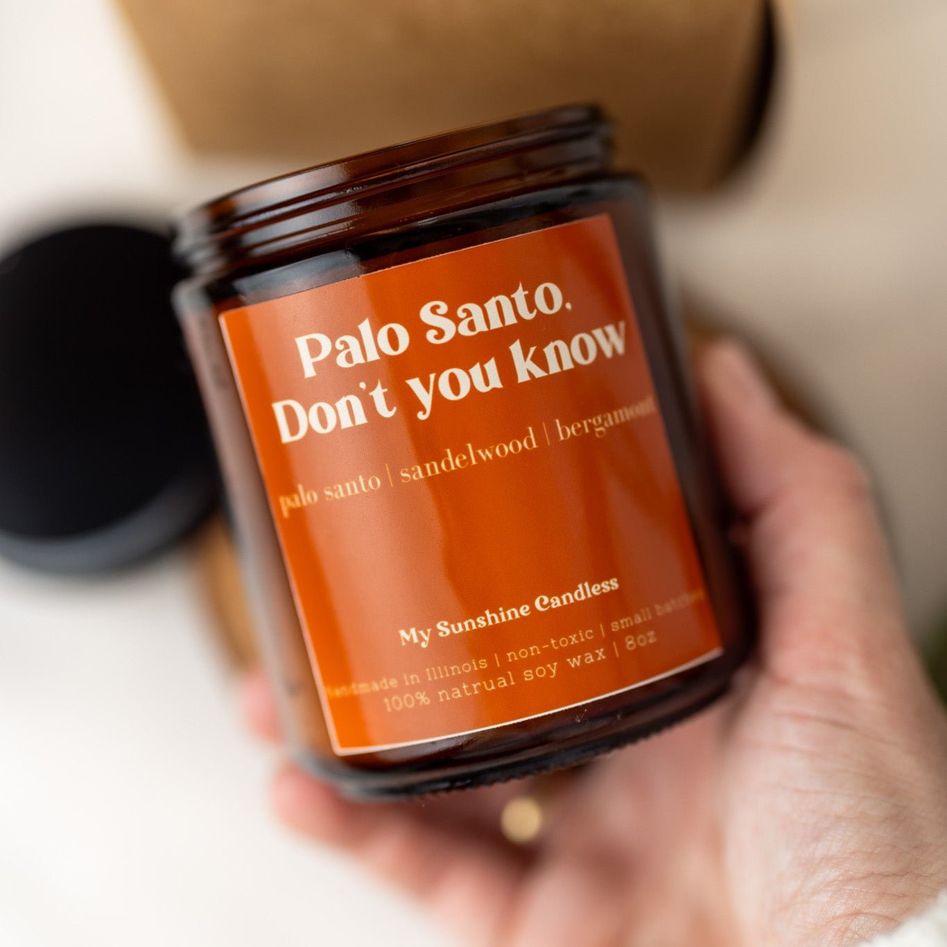 Palo Santo Don’t You Know Candle – 8 oz Amber Jar Soy Candle – Funny Relaxing Gift - MY Sunshine Candless
