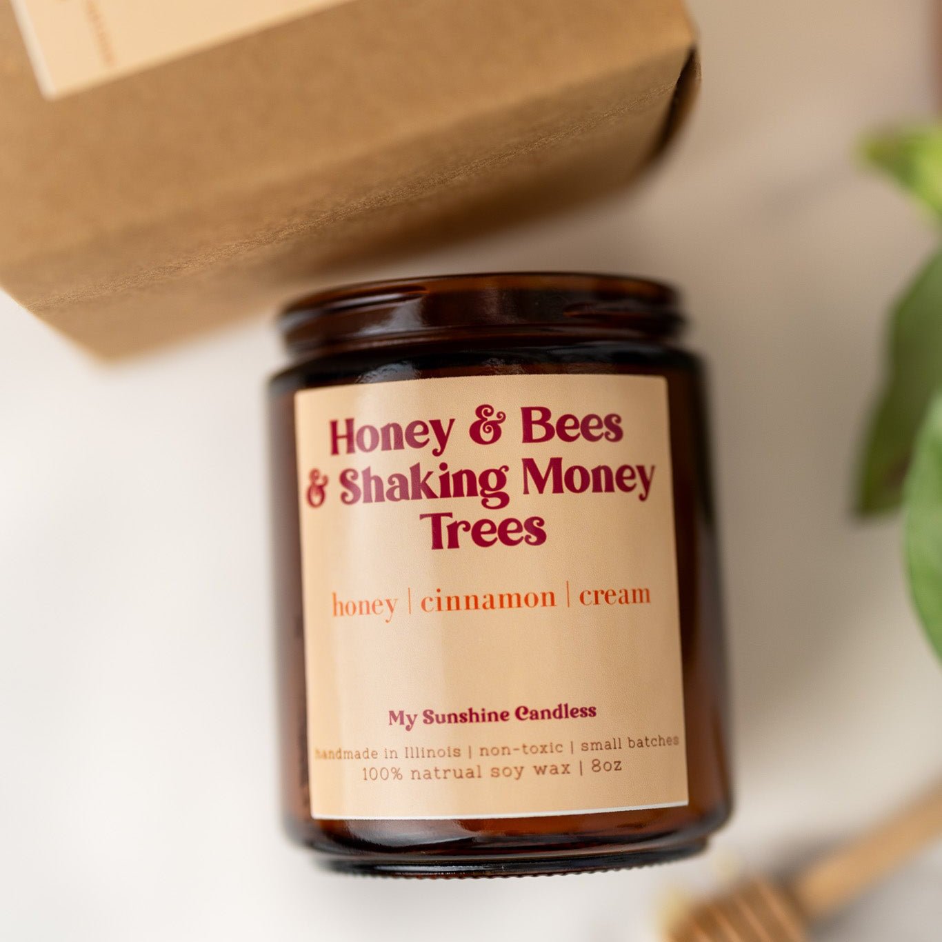 Honey, Bees & Shaking Money Trees Candle – 8 oz Amber Jar Soy Candle – Funny Sweet Gift - MY Sunshine Candless
