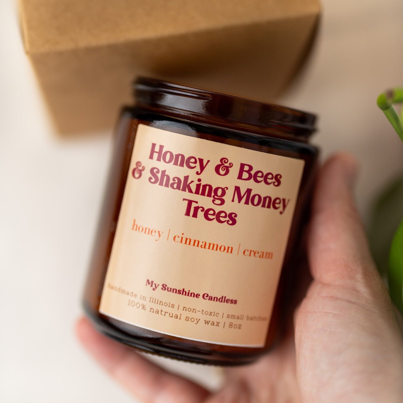 Honey, Bees & Shaking Money Trees Candle – 8 oz Amber Jar Soy Candle – Funny Sweet Gift - MY Sunshine Candless