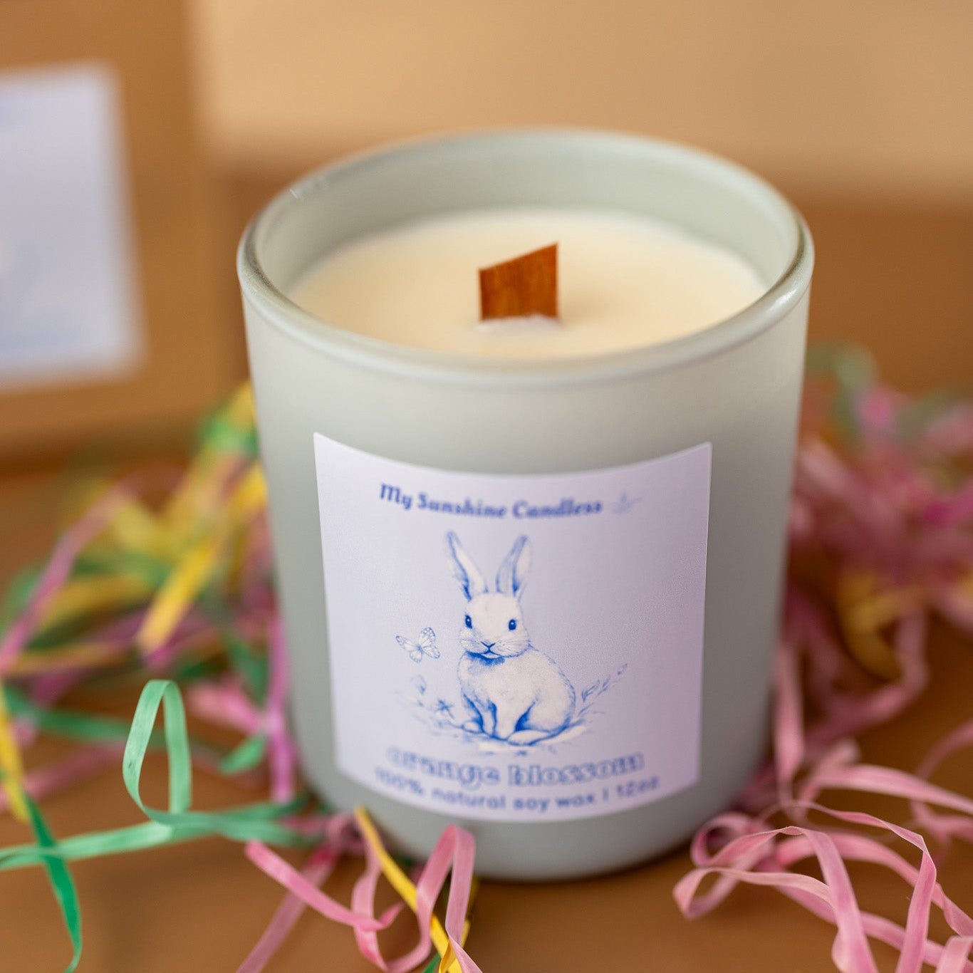 Vintage Easter Egg Rabbit Candle – Blue Floral Spring Bunny Gift, 12 oz Matte Luxury Glass Jar - MY Sunshine Candless