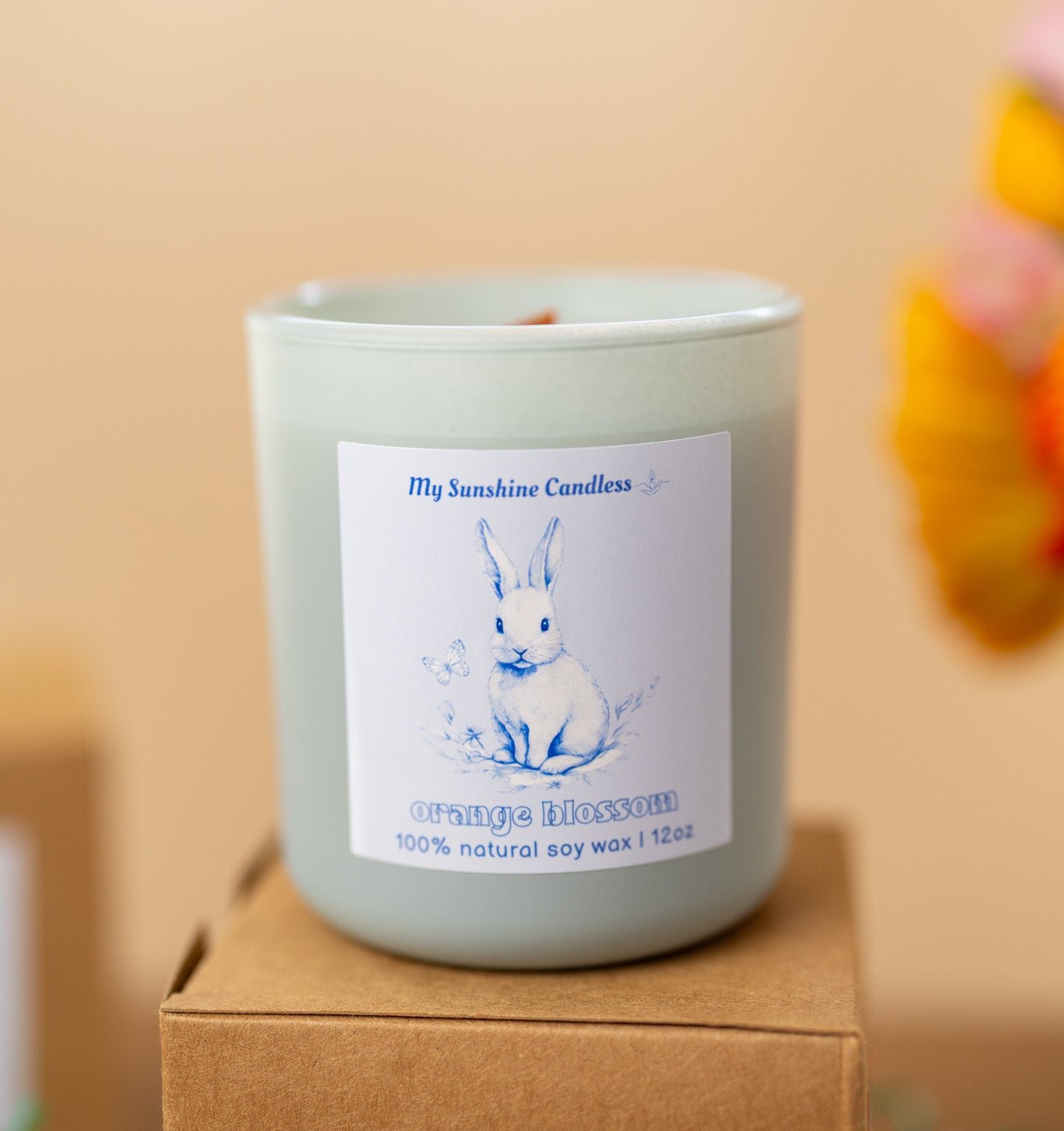 Vintage Easter Egg Rabbit Candle – Blue Floral Spring Bunny Gift, 12 oz Matte Luxury Glass Jar - MY Sunshine Candless