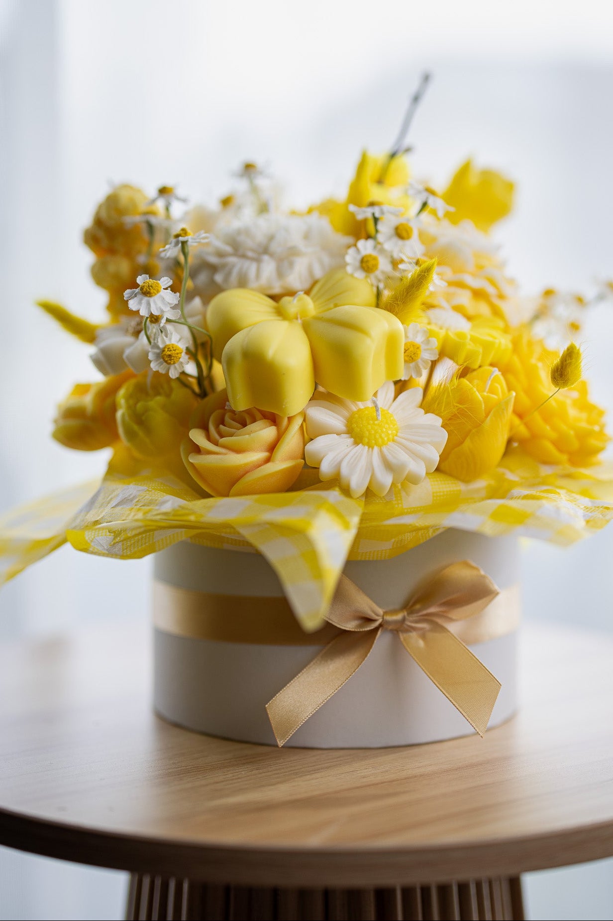 Handcrafted Floral Candle Bouquet - Scented Rose & Peony Wax Flower Gift - Yellow Easter Home Decor - MY Sunshine Candless