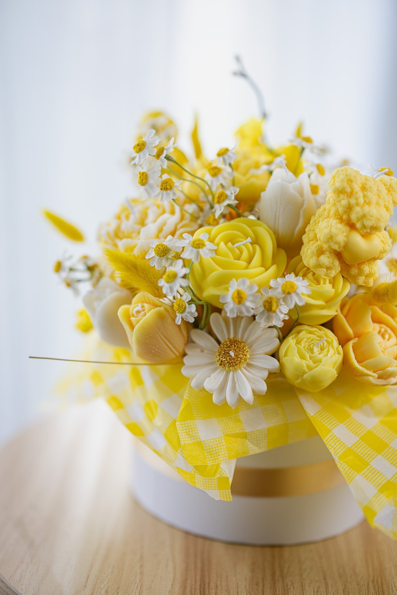 Handcrafted Floral Candle Bouquet - Scented Rose & Peony Wax Flower Gift - Yellow Easter Home Decor - MY Sunshine Candless
