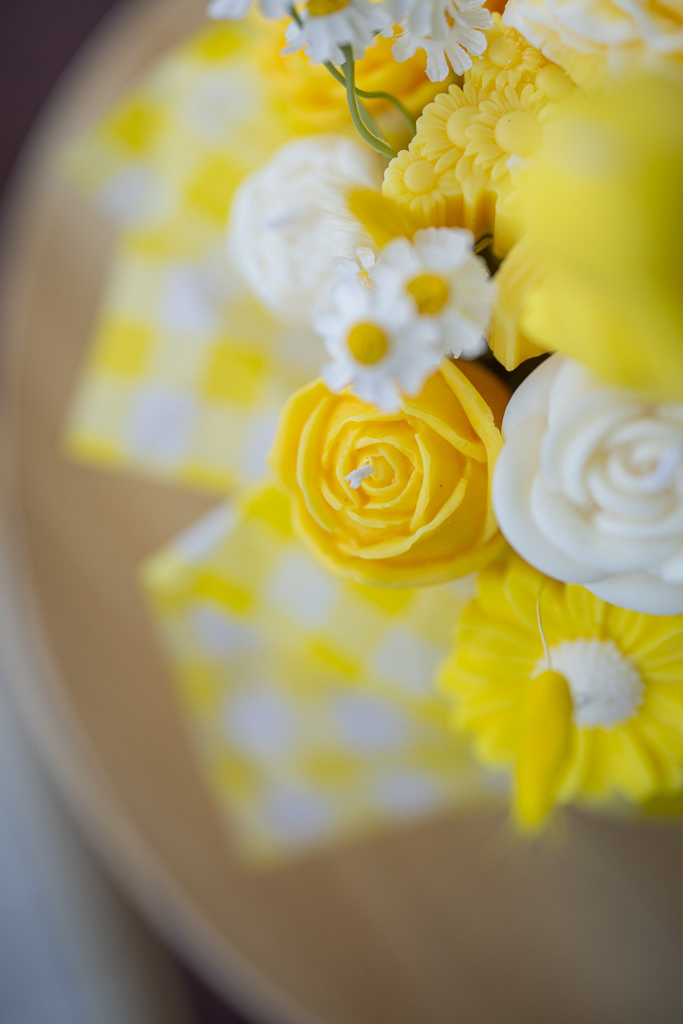 Handcrafted Floral Candle Bouquet - Scented Rose & Peony Wax Flower Gift - Yellow Easter Home Decor - MY Sunshine Candless