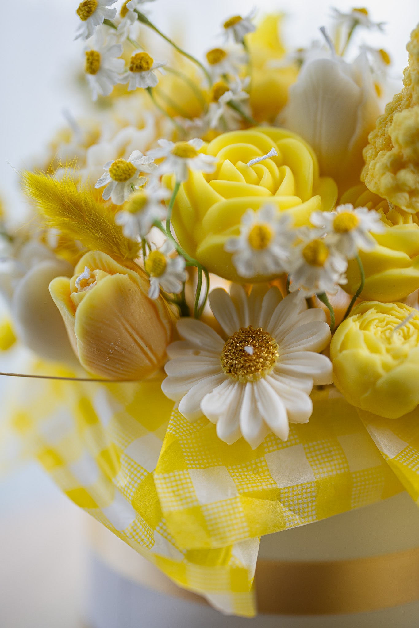 Handcrafted Floral Candle Bouquet - Scented Rose & Peony Wax Flower Gift - Yellow Easter Home Decor - MY Sunshine Candless
