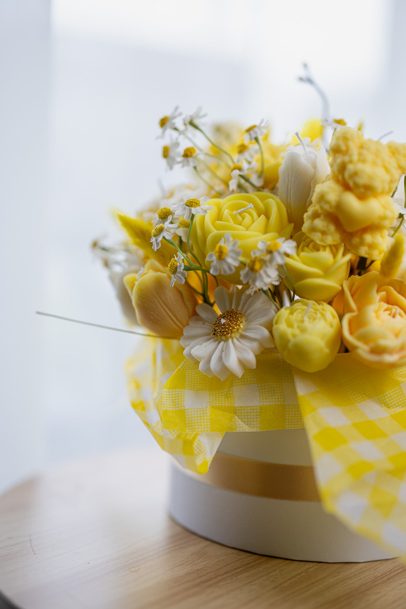 Handcrafted Floral Candle Bouquet - Scented Rose & Peony Wax Flower Gift - Yellow Easter Home Decor - MY Sunshine Candless