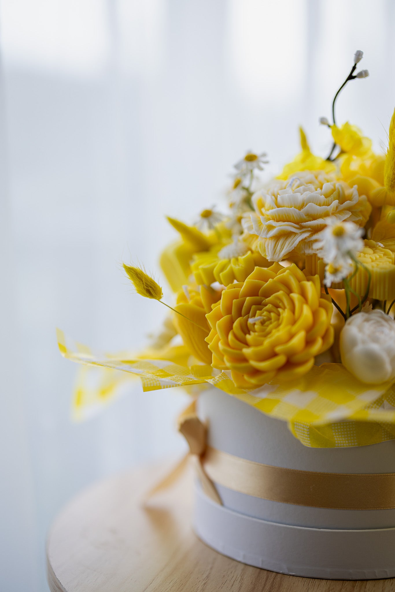 Handcrafted Floral Candle Bouquet - Scented Rose & Peony Wax Flower Gift - Yellow Easter Home Decor - MY Sunshine Candless