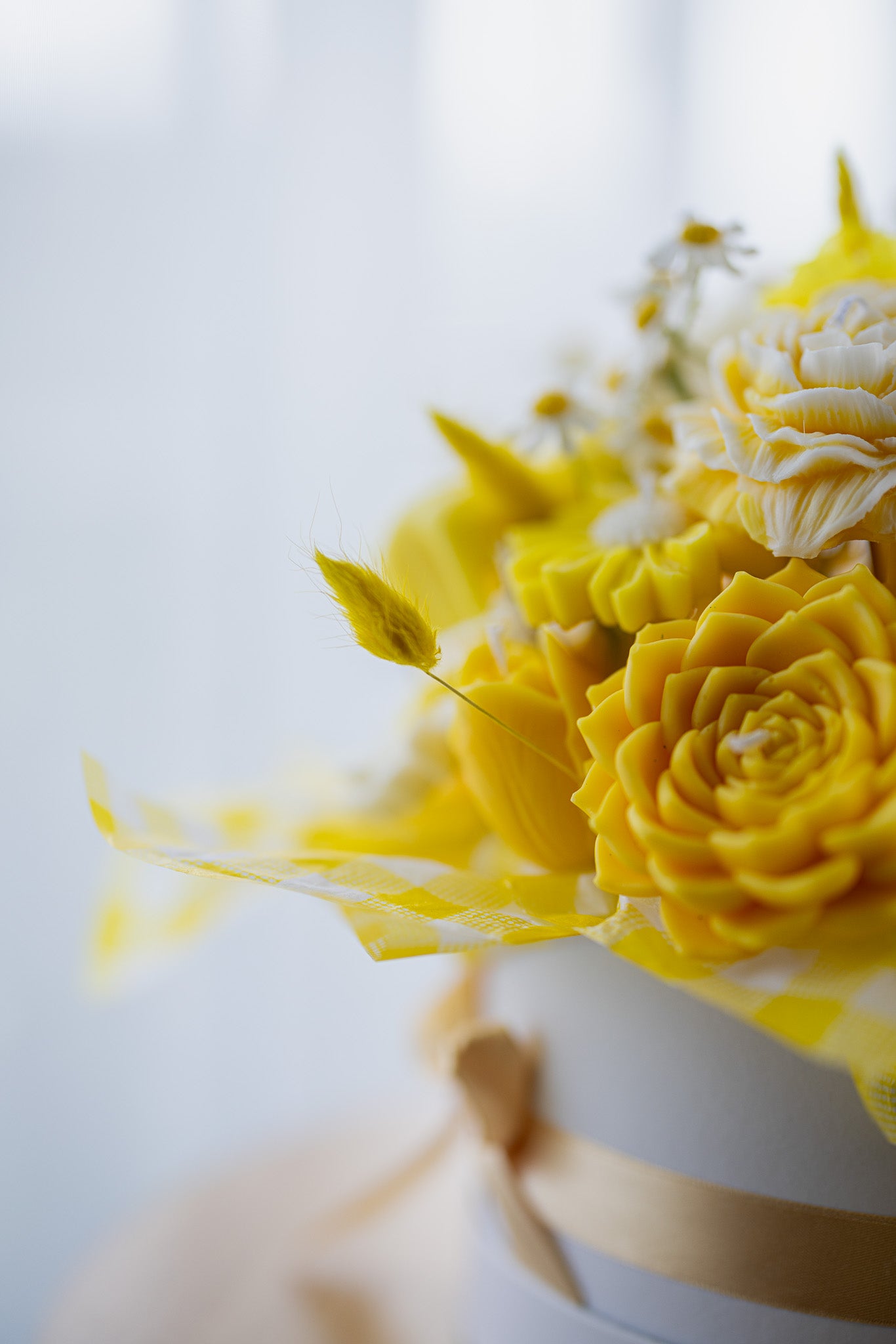 Handcrafted Floral Candle Bouquet - Scented Rose & Peony Wax Flower Gift - Yellow Easter Home Decor - MY Sunshine Candless