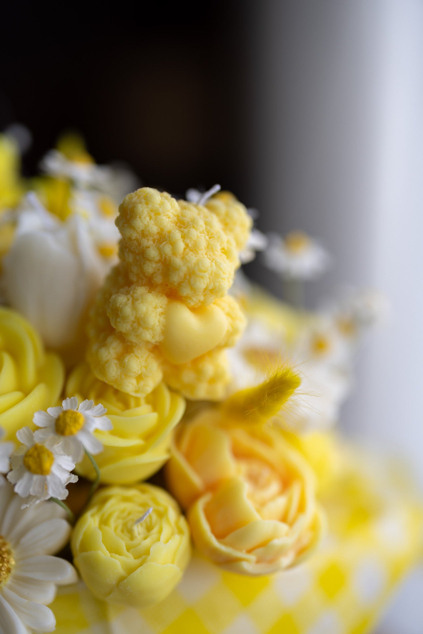 Handcrafted Floral Candle Bouquet - Scented Rose & Peony Wax Flower Gift - Yellow Easter Home Decor - MY Sunshine Candless