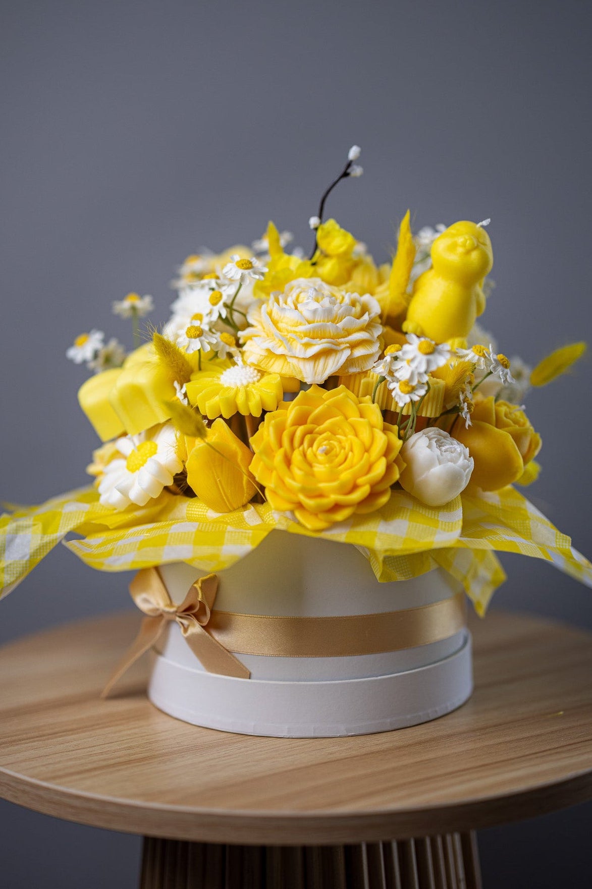 Handcrafted Floral Candle Bouquet - Scented Rose & Peony Wax Flower Gift - Yellow Easter Home Decor - MY Sunshine Candless