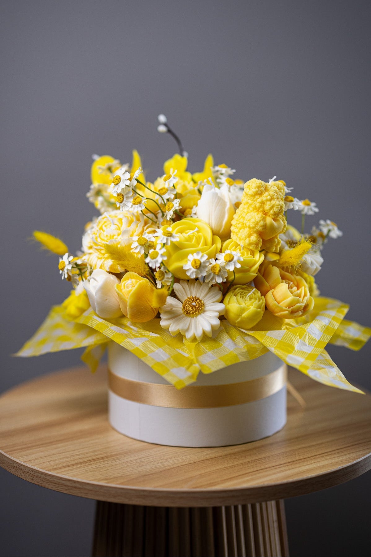 Handcrafted Floral Candle Bouquet - Scented Rose & Peony Wax Flower Gift - Yellow Easter Home Decor - MY Sunshine Candless