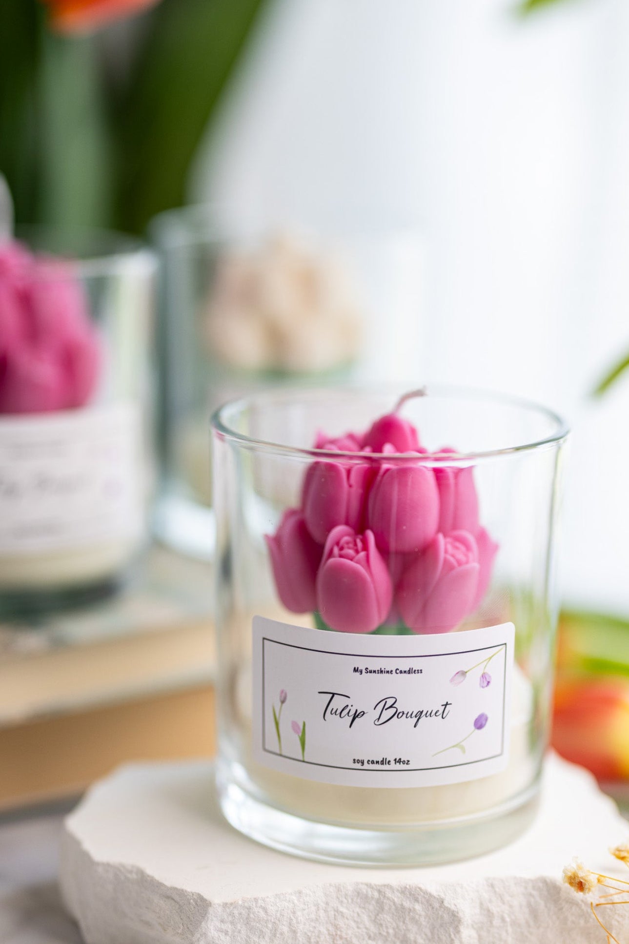 Handmade Tulip Bouquet Scented Candle – 14oz Long-Lasting Fragrance - MY Sunshine Candless
