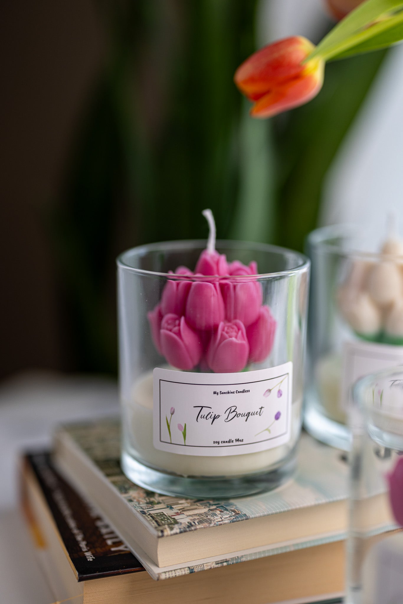 Handmade Tulip Bouquet Scented Candle – 14oz Long-Lasting Fragrance - MY Sunshine Candless