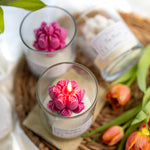 Handmade Tulip Bouquet Scented Candle In Glass Jar /14 Oz Long Lasting Scent