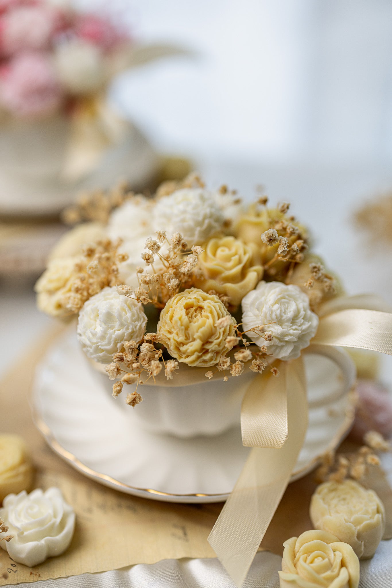 Handmade Peony Flowers Bouquet Cup