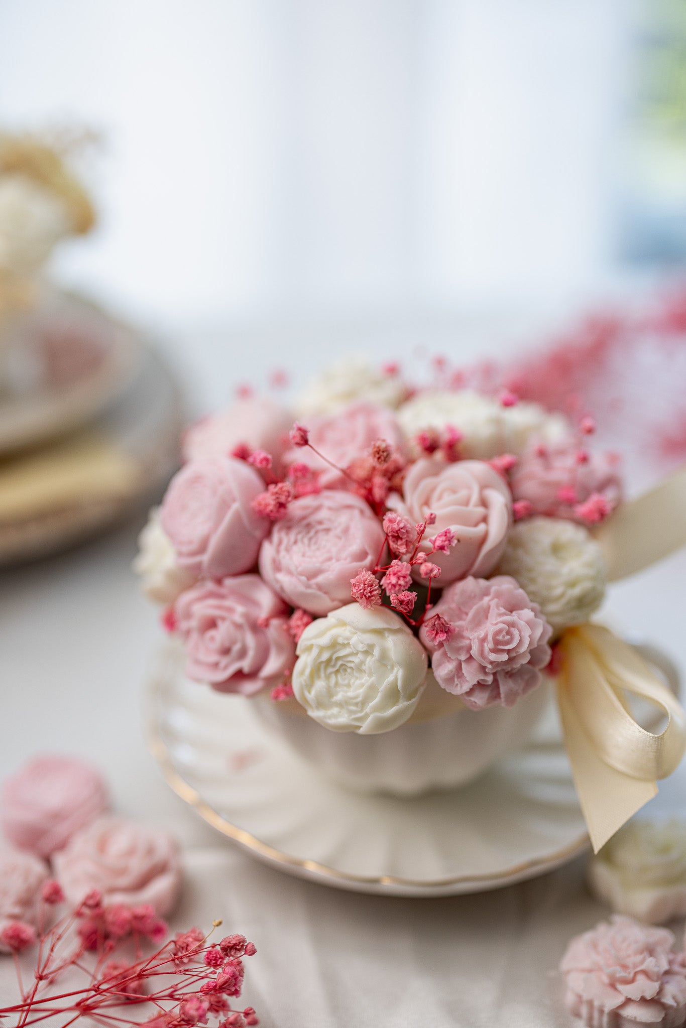 Beautiful Peony Flowers Bouquet Cup