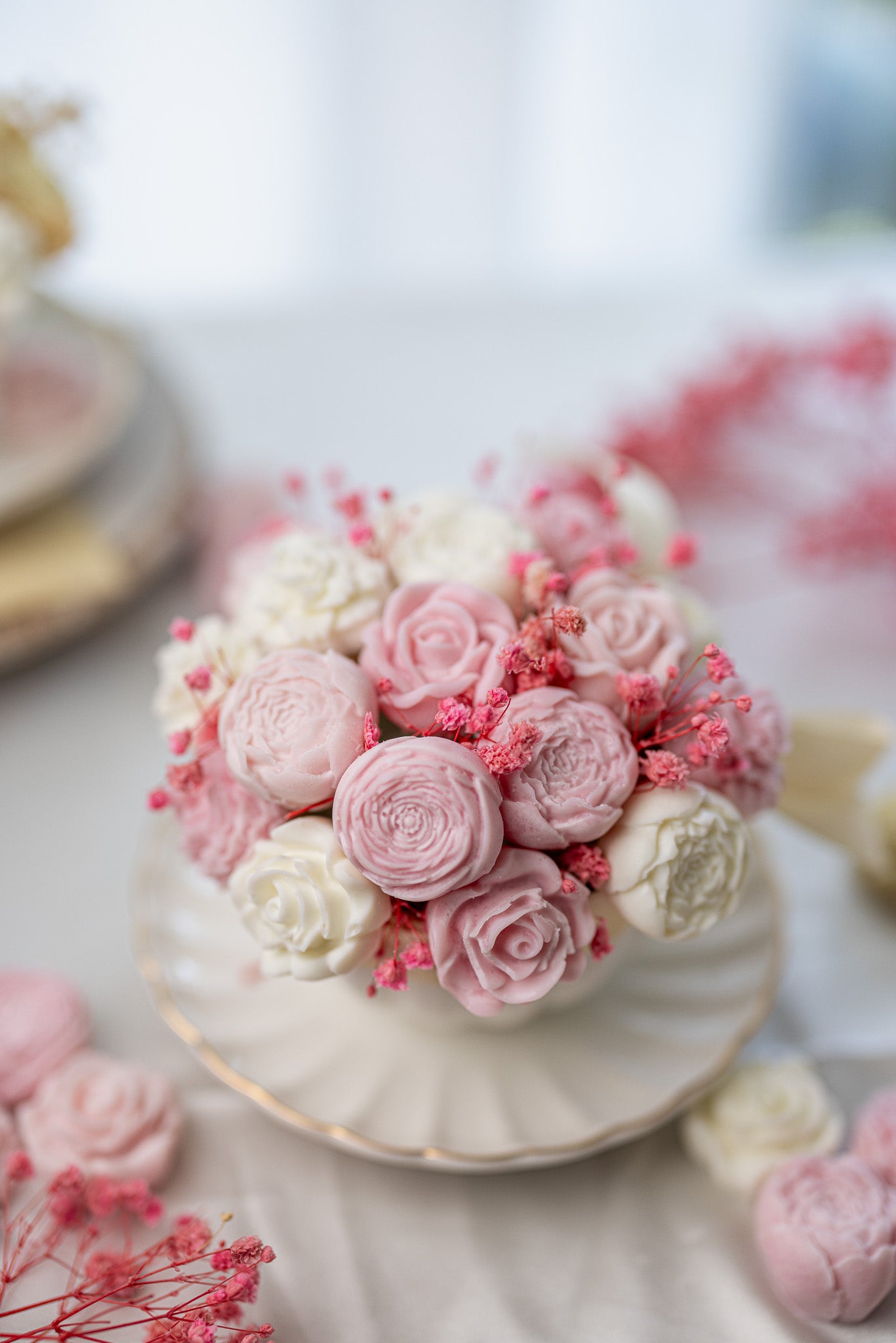 Beautiful Peony Flowers Bouquet Cup
