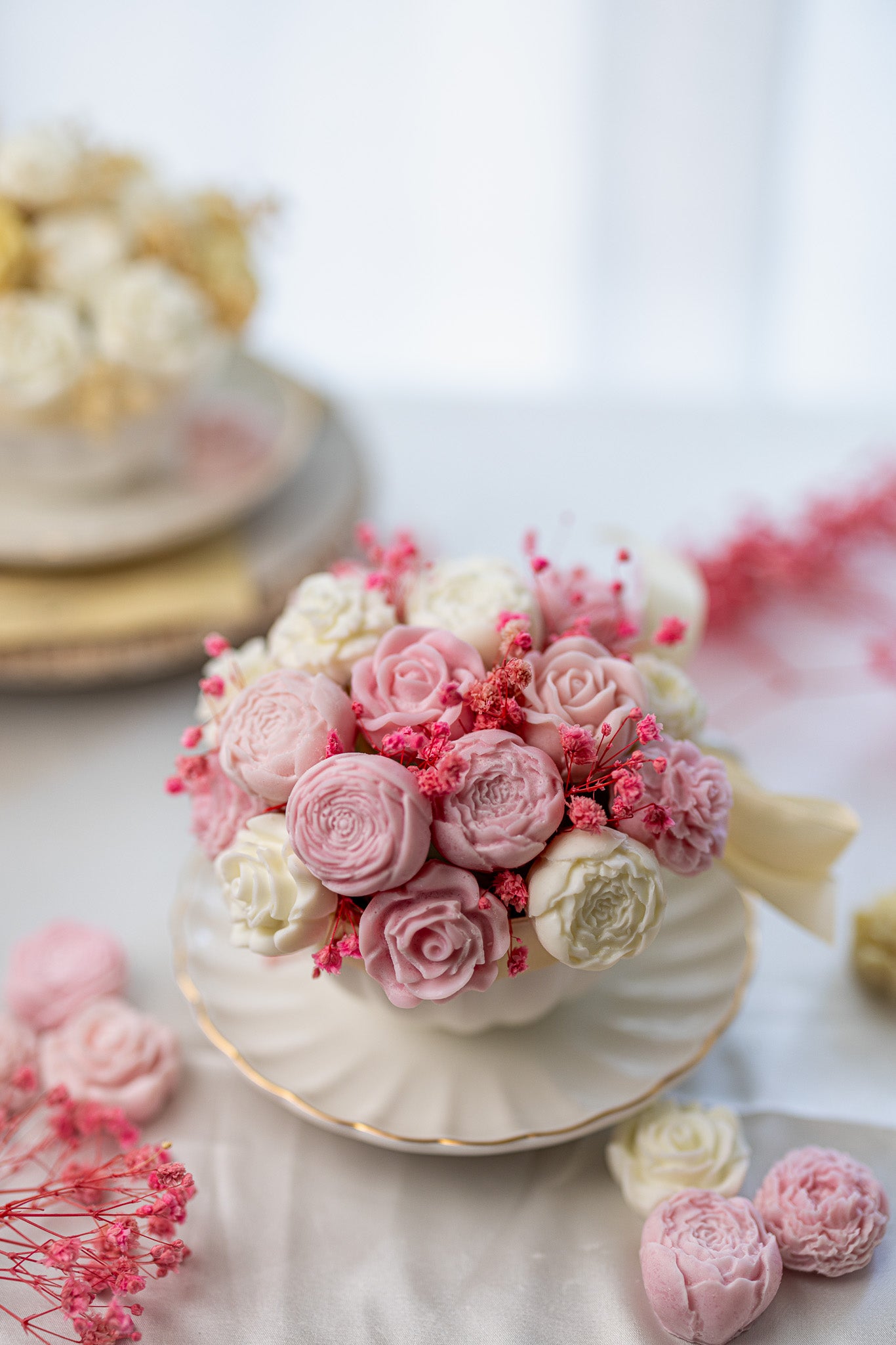 Beautiful Peony Flowers Bouquet Cup