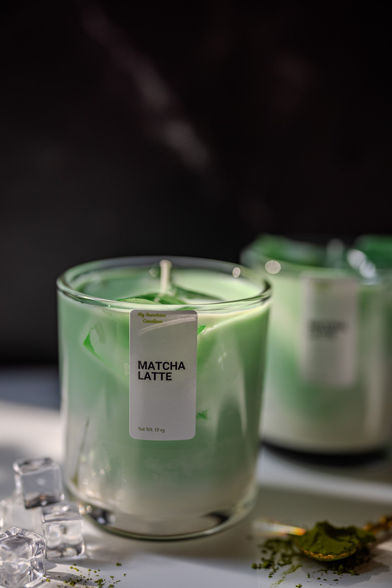 Matcha Latte Candle 12 oz |Best  Iced Matcha Latte Scented Handmade Candle 2025 | Matcha Scented Candle with Ice Cube Design | Gift for Her