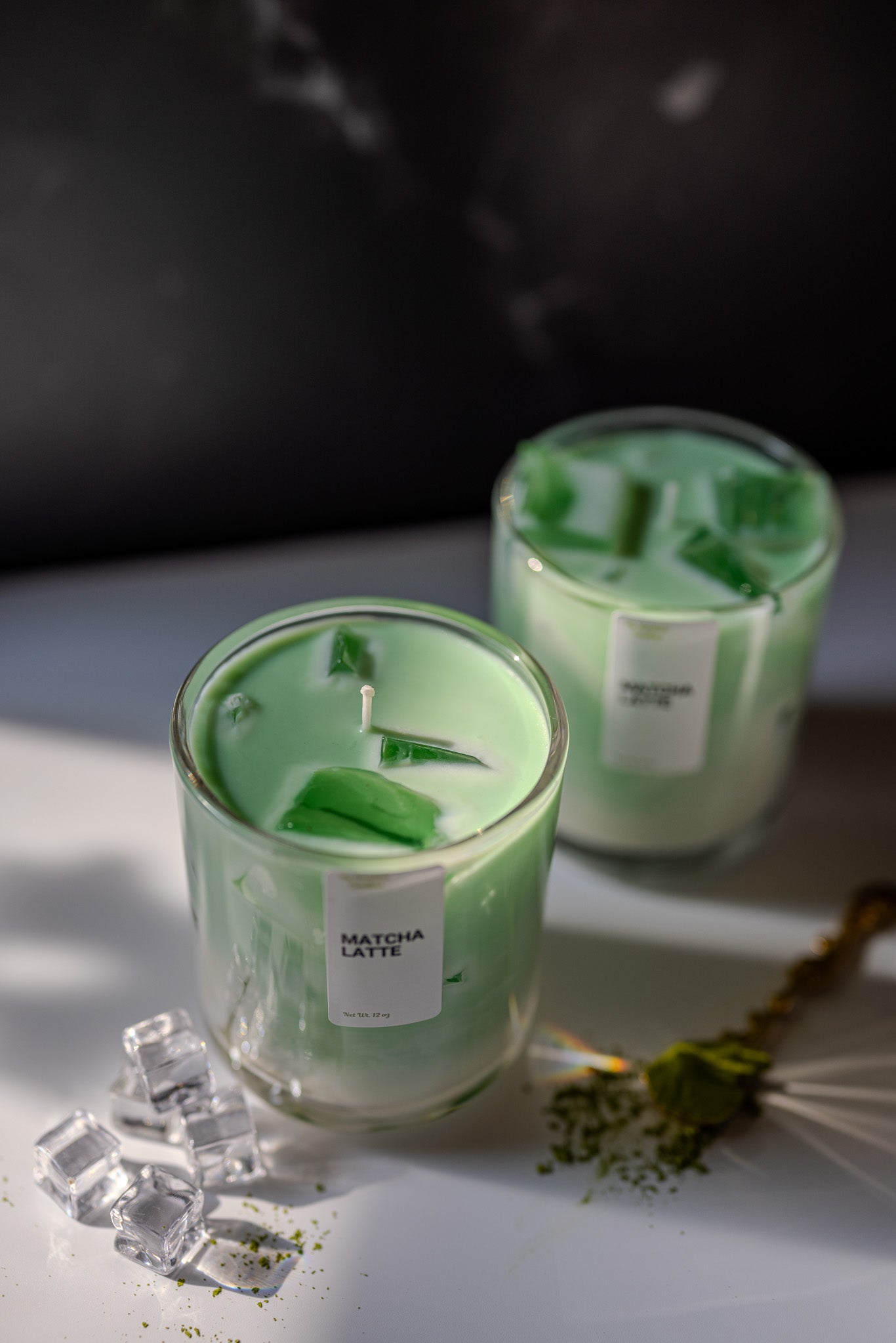 Matcha Latte Candle 12 oz |Best  Iced Matcha Latte Scented Handmade Candle 2025 | Matcha Scented Candle with Ice Cube Design | Gift for Her