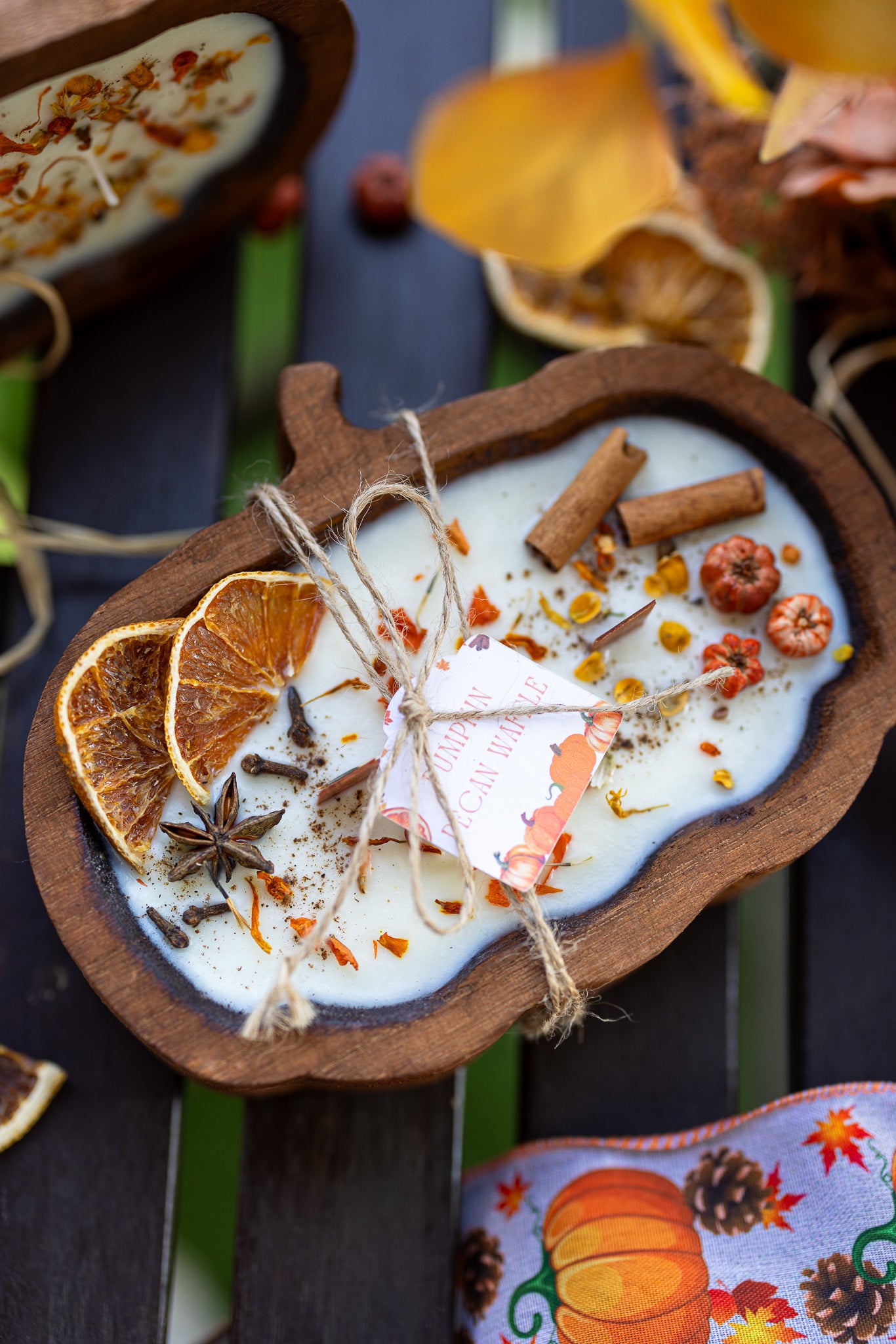 Wooden Pumpkin dough bowl Thanksgiving Candles | Autumn decorations | fall decor | Thanksgiving candle | pumpkin gift candle