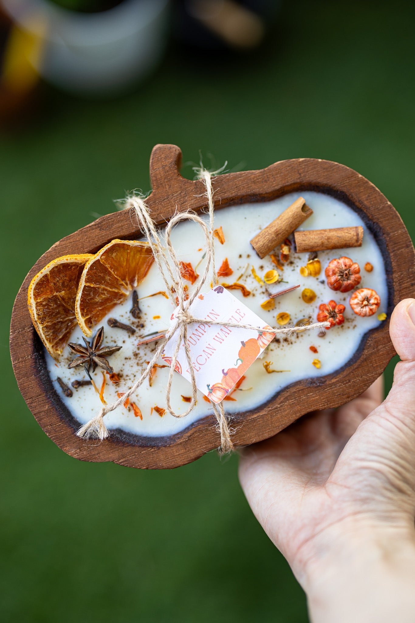 Wooden Pumpkin dough bowl Thanksgiving Candles | Autumn decorations | fall decor | Thanksgiving candle | pumpkin gift candle