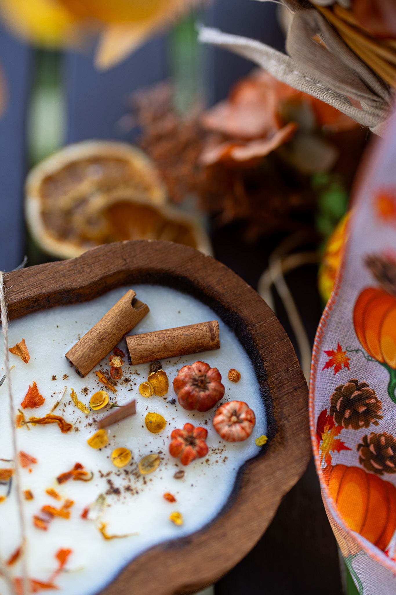 Wooden Pumpkin dough bowl Thanksgiving Candles | Autumn decorations | fall decor | Thanksgiving candle | pumpkin gift candle
