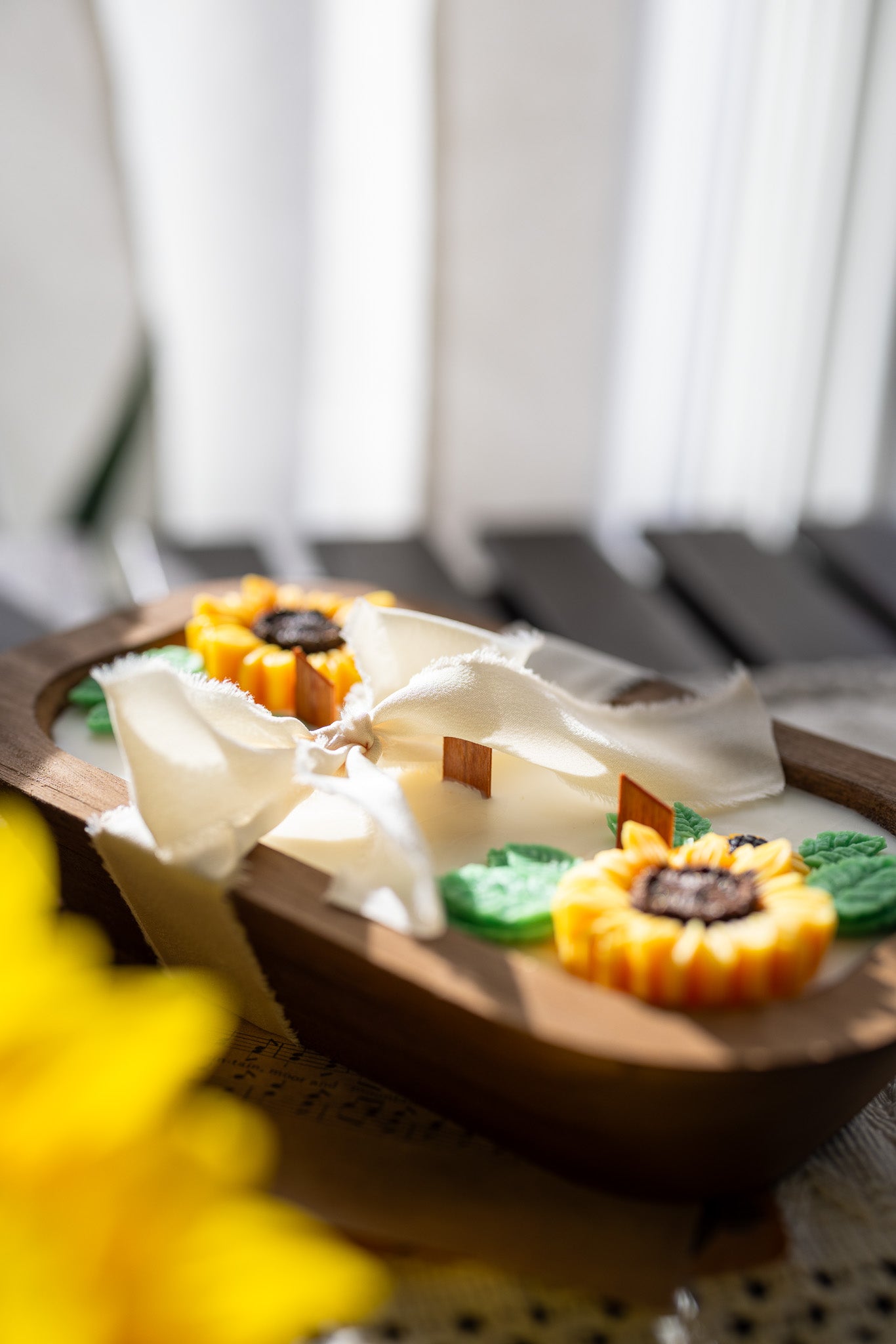 Wooden Sunflower Candle – Handcrafted Floral Soy Wax Candle – Rustic Home Decor Gift - MY Sunshine CandlessMahogany Teakwood